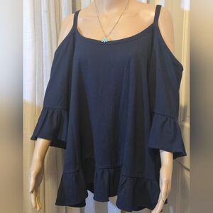Michael Kors Navy Blue Cold Shoulder Blouse 2X
